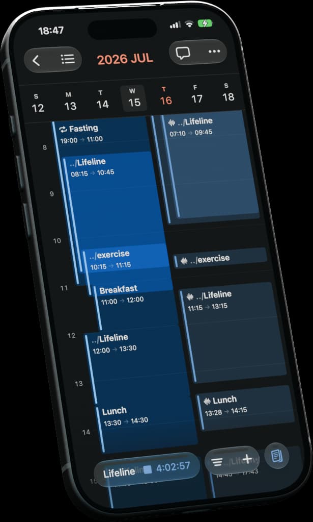 Lifeline calendar displayed on an iPhone